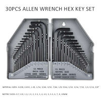 30pcs Allen Wrench Hex Key Set Steel SAE Metric Long Short Arm Wrenches Kit with Case High Quality Hand Repair Tools