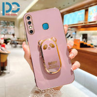 ใหม่แฟชั่นเคสโทรศัพท์สำหรับ Infinix Hot 8 Hot 8 Pro Hot 9 Hot 9 Pro Hot 9 Play Case Deluxe Electroplating Dun Bear เคสโทรศัพท์,หรูหราสแควร์ฝาครอบโทรศัพท์ + Dun Bear Bracket