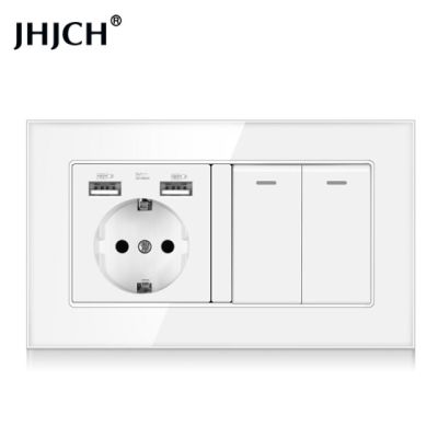 ปลั๊กเสียบผนังอียู Jhjch สวิตช์โยกช่อง16a 220V พร้อมแผง Usb 146*86 Gl คริสตัลพร้อมสวิตช์ไฟ2 Gang 1/2/3 Way