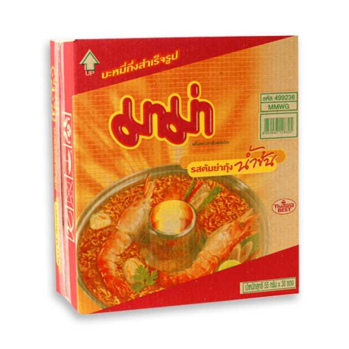 Mama Instant Noodles Shrimp Creamy Tom Yum Flavour 55 g x 30.มาม่า บะหมี่กึ่งสำเร็จรูป รสต้มยำกุ้งน้ำข้น 55 กรัม x 30 ซอง