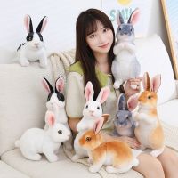 【CW】Simulation Cute Rabbit Plush Fur Realistic Kawaii Animal Easter Bunny Rabbit Toy Model Gift Home Decoration