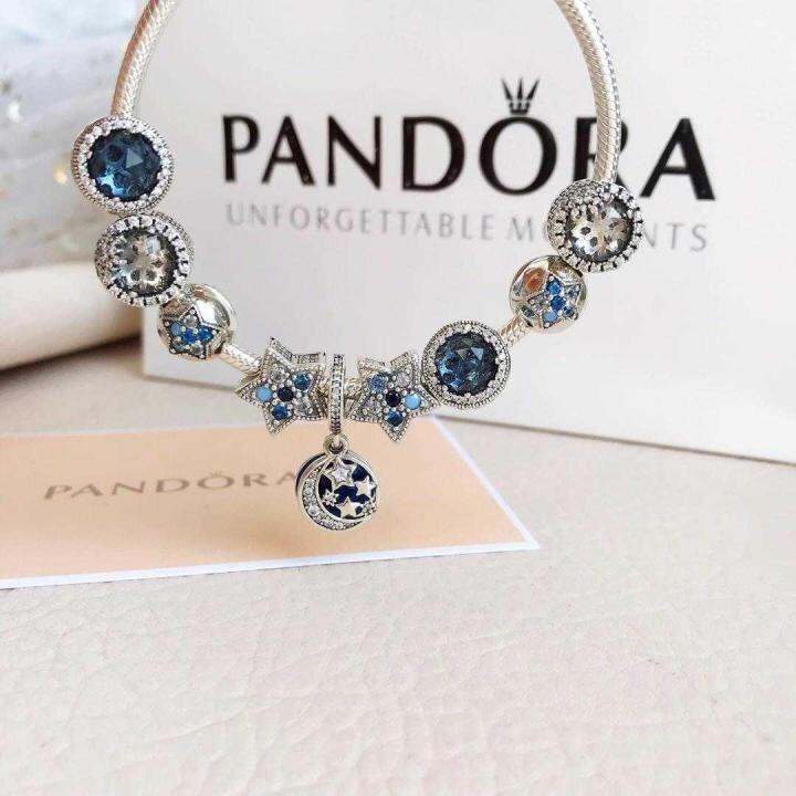 คลังสินค้าพร้อมแฟชั่นpandora-bracelet-canro-starryตาแมวสีฟ้าเงินสเตอร์ลิงสร้อยห่วงโซ่ลายกระดกงูหญิง