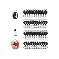 40Piece Retractable ID Badge Reel with Belt Clip and Key Ring Heavy Duty Badge Holder Badge Clip Retractable for Doctors Nurse Office Workers