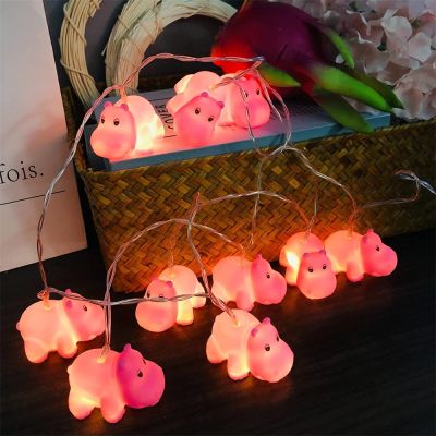 ☇ Cute Animal Lights String Creative Giraffe Hippo Dinosaur Unicorn LED Fairy Garland Lamp for Kids Mas Birthday Party Room Decor