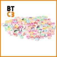 BTC3 200 PCS สีผสมกัน ลูกปัดพิมพ์รอยเท้าแมว โพลิเมอร์ดินเหนียว พิมพ์อุ้งเท้าสัตว์ ลูกปัดหลวมๆ ทำเครื่องประดับ DIY ด้วยมือ ลูกปัดสเปเซอร์ ลูกปัดดินโพลิเมอร์ สำหรับผู้หญิง