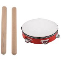 2 Pcs Percussion Rhythm Sticks Children Musical Toy Gift &amp; 1 Pcs 8 Inch Musical Tambourine Drum Round Percussion Gift