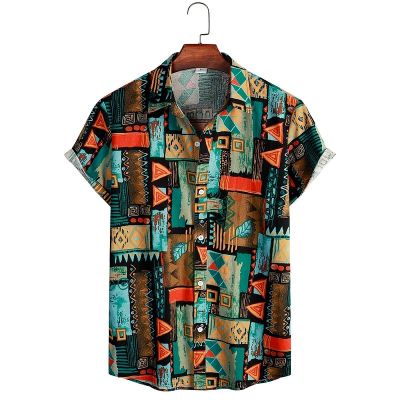 Camisas เสื้อดอกไม้แขนสั้นสไตล์ชายหาดฮาวาย Para Hombre 2022เสื้อแฟชั่นลำลองคอปกเสื้อเสื้อเชิ้ตผู้ชายของผู้ชาย