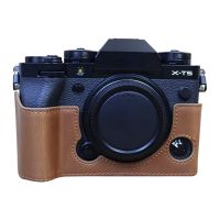 สำหรับ X-T5 FUJIFILM 1/4นิ้วกล้องหนัง PU แบบเกลียวฐานรองเค้กครึ่ง