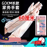 【NATA】 Disposable Long Straw CPE Glove 60cm Length Palm Width 26cm 7.5g/Pc 10 Pcs/Pack Transparent Arm Guard 60cm Food Grade Household Beauty Salon Medical Cleaning Care Gloves