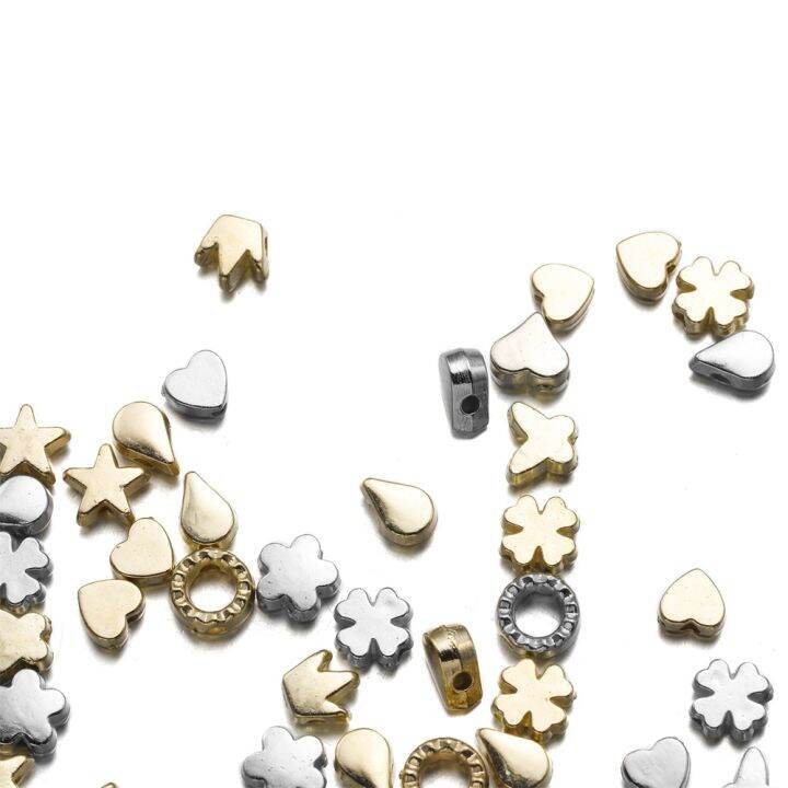 St.kunkka 100Pcs Star Heart Beads CCB Spacer Beads Round Loose Beads