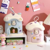 กล่องเงินสำหรับเด็ก Kawaii กระต่ายการ์ตูน Money Piggy Bank House พร้อมกุญแจสำหรับประหยัดเงิน Coin