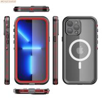 Transparent Magnetic Phone Case for 13 Pro Max 13pro IP68 360 Waterproof Wireless Charging Cover Mag Back Cover For iP13