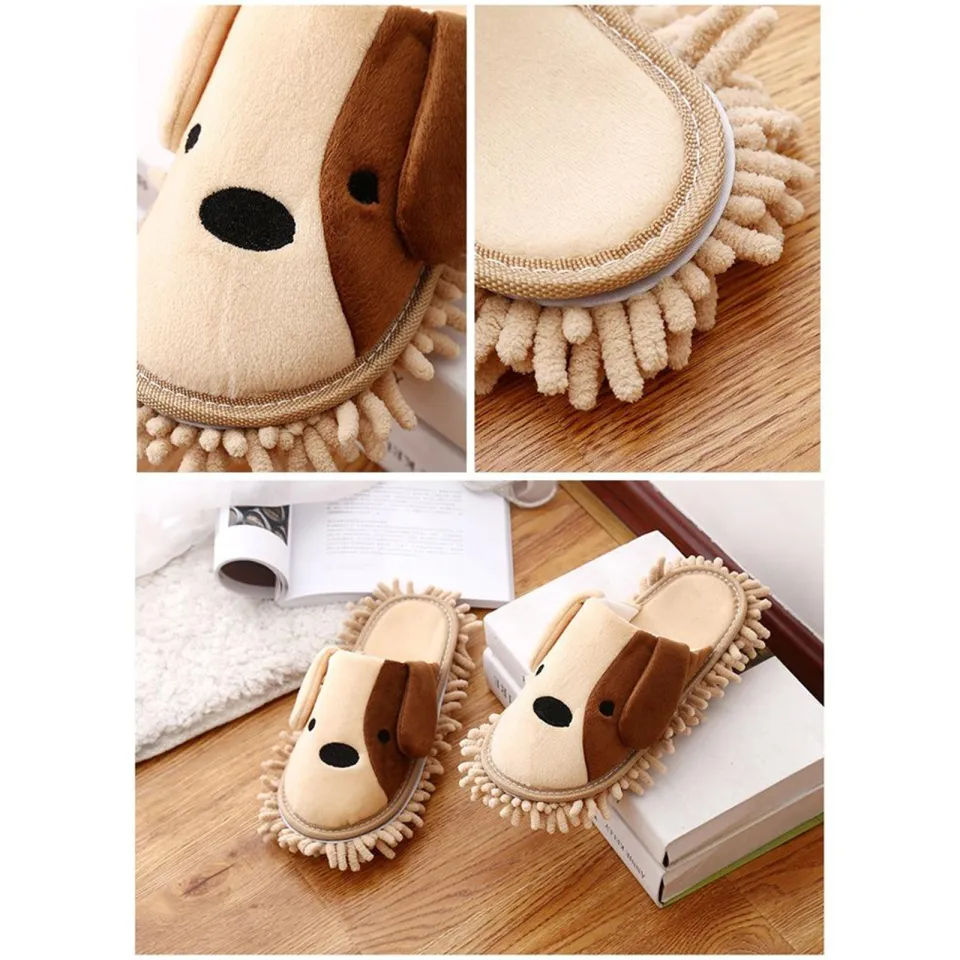 Spot Dog Microfiber Mop Slippers Women Floor Dust Dirt Cleaning Slipper  Cartoon House Office Home Room Gift Holiday