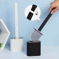 New Soft TPR Silicone Head Toilet Brush with Holder Black Wall-mounted Detachable Handle Bathroom Cleaner Durable WC Accessories