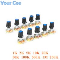 10 PCS Linear Potentiometer 15mm Shaft With Nuts And Potentiometer Button Cap for 1K 2K 5K 10K 20K 50K 100K 500K 1M 250K WH148