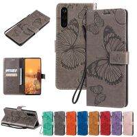 【Great. Cell phone case】กระเป๋าสตางค์สำหรับ Sony Xperia 1 5 Ii 10 Iii 20 8 Lite L1 L2 L3 L4 E5 E6 C6โทรศัพท์3D ผีเสื้อหนังกลับ Coque