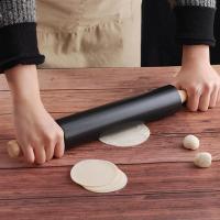 1Pc Household Cooking Utensil Dough Roller Smooth Surface Rolling Pin (Black) Bread  Cake Cookie Accessories