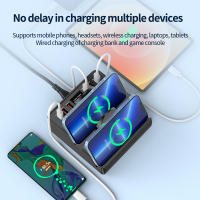 USB Charger 8 Port Quick Charge 3.0 Adapter HUB Wireless Charger Charging Station PD Fast Charger สำหรับ Samsung Tablet