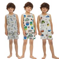 Kids Pajamas for Boys 2 3 4 5 6 7 8 9 Y Girls Sleepwear Dinosaur Clothing Summer Sleeveless Top+Shorts Suit Childrens Vest Set