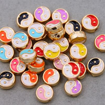 10pcs 8mm Double-sided enamel Yin yang Spacer Loose Beads for Jewelry Making Bracelet Necklace Earrings Accessories