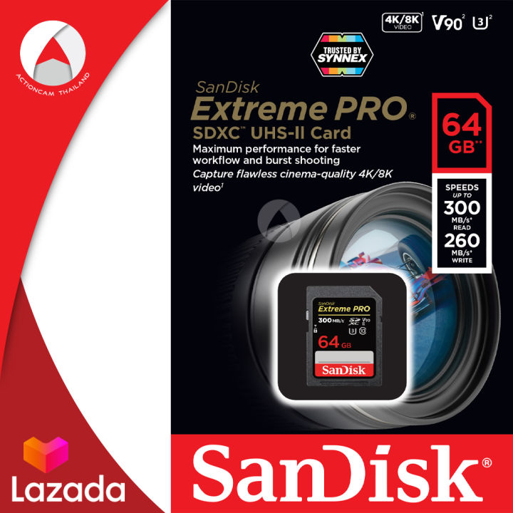 ผ่อน-0-sandisk-extreme-pro-sdxc-uhs-ii-sd-cards-ความจุ-64-gb-ผ่อนนานสูงสุด-3-เดือน-ความเร็ว-300-mb-s-sdsdxdk-064g-gn4in-memory-เมมโมรี่การ์ด-เอสดี-สำหรับ-กล้องโปร-ประกัน-synnex-ตลอดอายุการใช้งาน