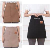 ☄☽ Customizable Logo Canvas Waterproof Half Apron Waiter Uniform with Pocket for Waitress or Baking Mats 8 Colors Size 53x65cm