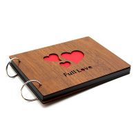 DIY Photo Album Wood Cover Anniversary Scrapbook 8 X 6 inches Self-adhesive Picture Book with Black Pages for Wedding Friend Family Couples Memory ( you)