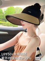 Uniqlo 2023 New straw woven sun hat womens summer big eaves cover face sun protection sun hat travel vinyl anti-ultraviolet empty top outdoor UV protection