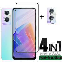 4-in-1 สำหรับ Reno 8 Lite 5G สำหรับ OPPO Reno 8 Lite กระจกนิรภัย 9H ฝาครอบป้องกันหน้าจอสำหรับ OPPO Reno 8 7 Lite เลนส์แก้ว-fi9o