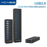 ACASIS USB Hub 3.0 High Speed 10/16 Port USB 3.0 Hub Splitter On/Off Switch with EU/US/UK Power Adapter for MacBook Laptop PC