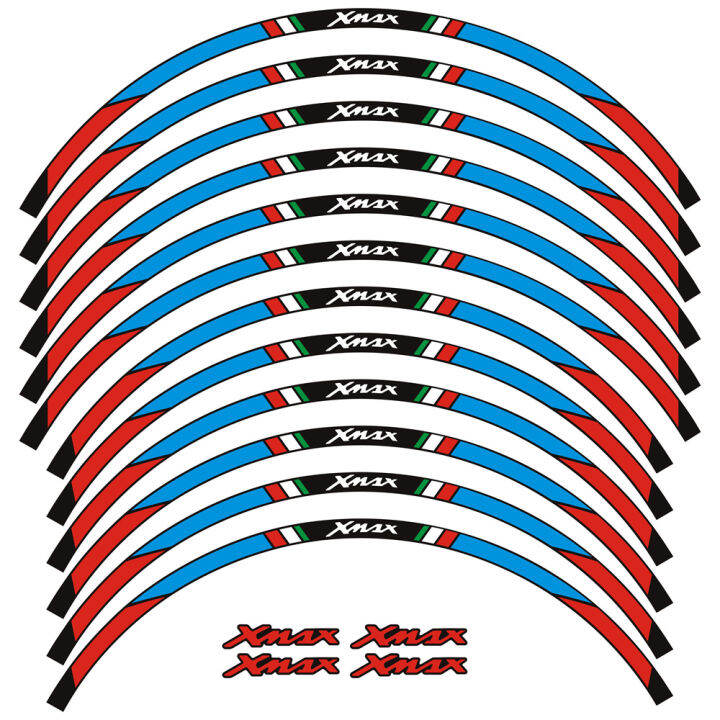 xmax-สติกเกอร์ดุมล้อมอเตอร์ไซค์300-250-15-14-นิ้วสำหรับยามาฮ่า-x-max-xmax125-xmax300-xmax250สะท้อนแสงมอเตอร์ไซค์รูปลอกขอบล้อ
