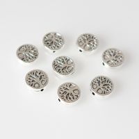 ✸♂ 50pcs/lot Tibetan Silver Cake Shape Life Tree Spacer Beads Bracelets Wig Beard Metal Charm Loose Bead For DIY Jewelry Making