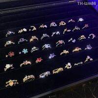 ? เครื่องประดับ Han Guowei inlay zircon crystal pearl ring female mouth sweet French flower ring bracelet can be adjusted