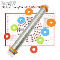 17inch Adjustable Stainless Steel Rolling Pin With Dough Mat Dough Roller with 4 Removable Adjustable Thickness Rings