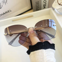 New Sunglasses Women Oversized Cat Eye Eyewear  Gradient Brown Pink Rimless Sun Glasses for Female Gift Brand Designer Uv400