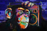 ศิลปะกราฟฟิตีกลุ่มการ์ตูนลิงผ้าใบวาดภาพโปสเตอร์และภาพพิมพ์ถนนป็อปอาร์ตผนังรูปภาพศิลปะ69F 0717
