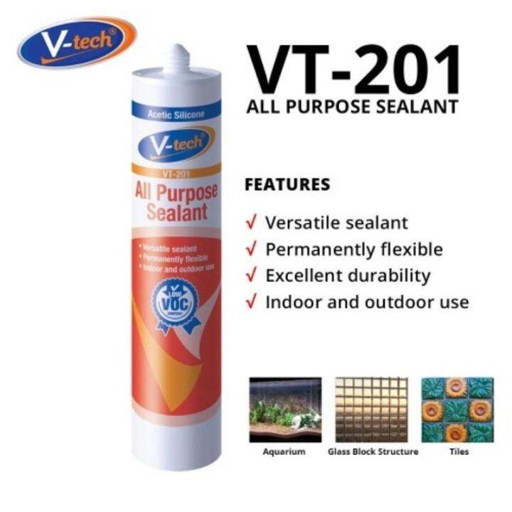 VTech VT201 All Purpose Silicone Sealant 201 Clear/ White 280gram