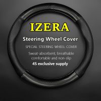 dghjsfgr Car PUleather For IZERA Steering Wheel Cover Genuine Leather Carbon Fiber