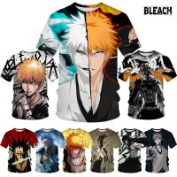 2023 Customized Fashion Japanese Anime BLEACH 3D Printing Mens Summer T-shirt Kurosaki Ichigo Round Neck Casual Unisex Cosp，Contact the seller for personalized customization