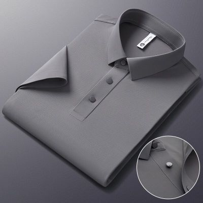HOT11★BROWON Brand Business Cal Polo Shirt Men 2023 Summer Solid Color Short Sleeve Men Polo Fashion Turn-Down Collar Men Tees Tops