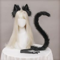 Halloween Women Plush Cat Ears Tail Lolita Kawaii Headband Cat Tail Simulation Animal Ears Headwear Cosplay Accessories Prop