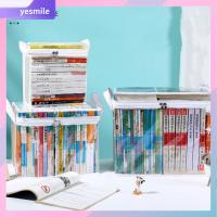 YESMILE โปร่งใสโปร่งใส กระเป๋าเก็บหนังสือการ์ตูน วางซ้อนกันได้ ซิปมีซิป กระเป๋าพับได้ แบบพกพาได้ ที่จับแบบถือ ภาชนะเก็บรวบรวม สำหรับนักเรียน