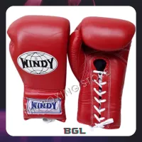 Windy lace up gloves Red ( 12,14,16,18 oz) genuine leather วินดี้ นวมเชือก สีเเดง นวม ชกมวย ผลิตจากหนังเเท้จากโรงงานวินดี้