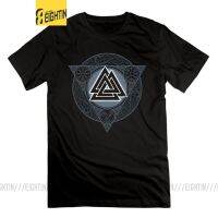 เสื้อยืดพิมพ์ลายแฟชั่น เสื้อยืดแขนสั้น คอกลม ผ้าฝ้าย 100% พิมพ์ลาย Eightin Valknut Ice Flame Vikings Valhalla Odin สําหร  6K1W