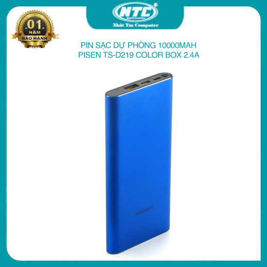 Pin sạc dự phòng pisen ts-d219 10000mah color box siêu mỏng - ảnh sản phẩm 1