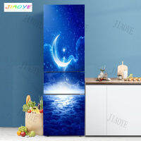 กระดาษสติกเกอร์ติดตู้เย็นแบบกำหนดเอง Moon Lotus Landscape Woods ห้องนั่งเล่น Wall Bedroom Home Decor stickers