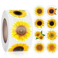 500Pcs/Roll Cute Novel Sunflower Stickers Pretty Flowers Thank You Stickers Seal Label For Business Handmade Bags Supplies Stickers Labels