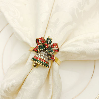 แหวนผ้าเช็ดปากตกแต่งโต๊ะโรงแรมสำหรับปาร์ตี้คริสต์มาสงานแต่งงานคริสต์มาสแหวนประดับหัวเข็มขัดคริสต์มาส