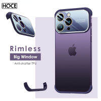 HOCE ฝาปิดเลนส์หน้าต่างขนาดใหญ่ไร้ขอบสำหรับ iPhone 14 Plus 14 13 12 Pro Max เคสป้องกันเลนส์แบบเต็มแผ่นมุมเคสกันกระแทกมือถืออ่อน