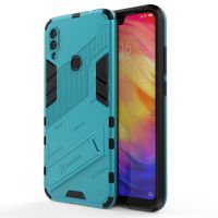 สำหรับ Xiaomi Redmi Note 7เกราะพังค์2ใน1ชิ้น + เคสกันกระแทก TPU พร้อมที่วางที่มองไม่เห็น (สีน้ำเงิน)